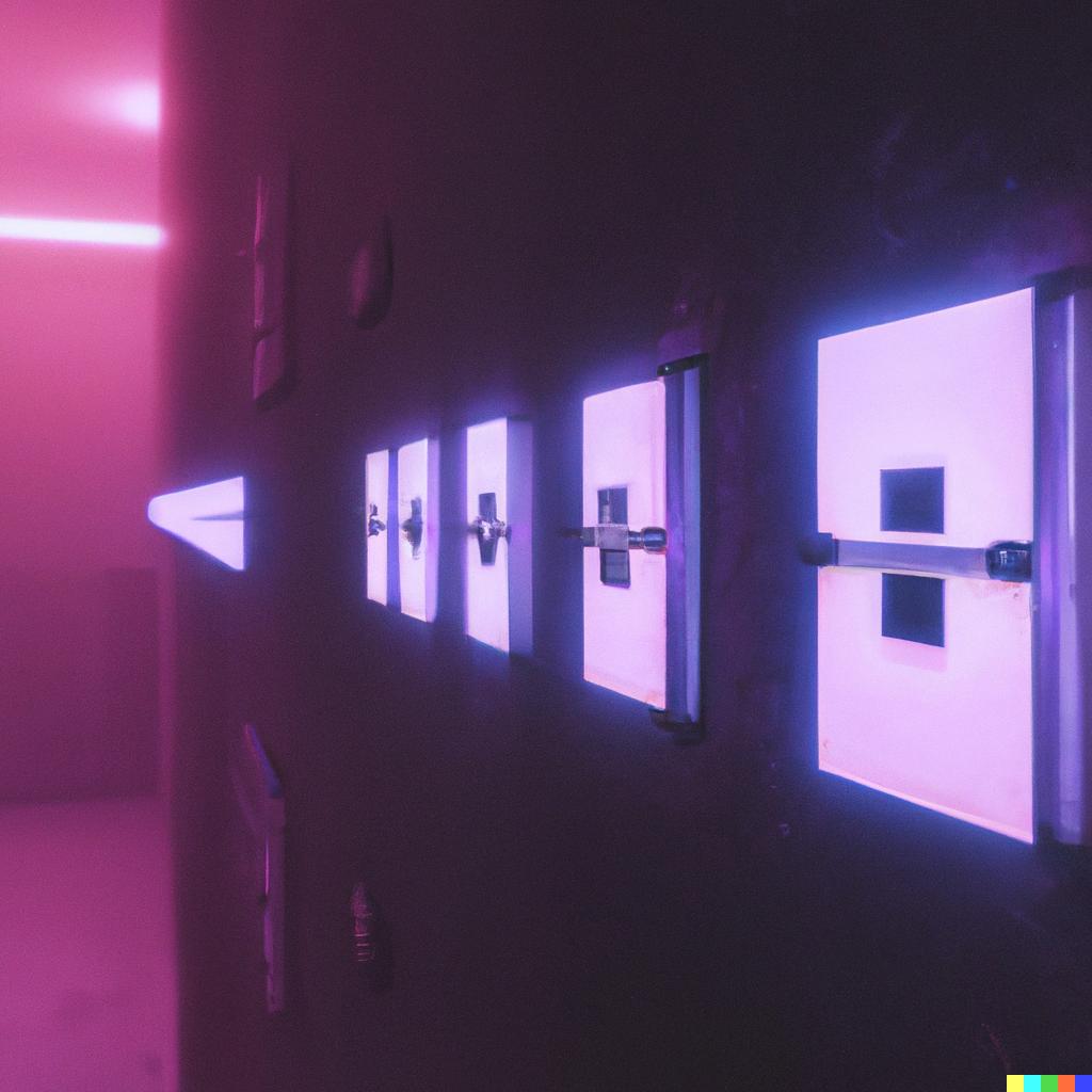 Image of multiple light switches in an empty room